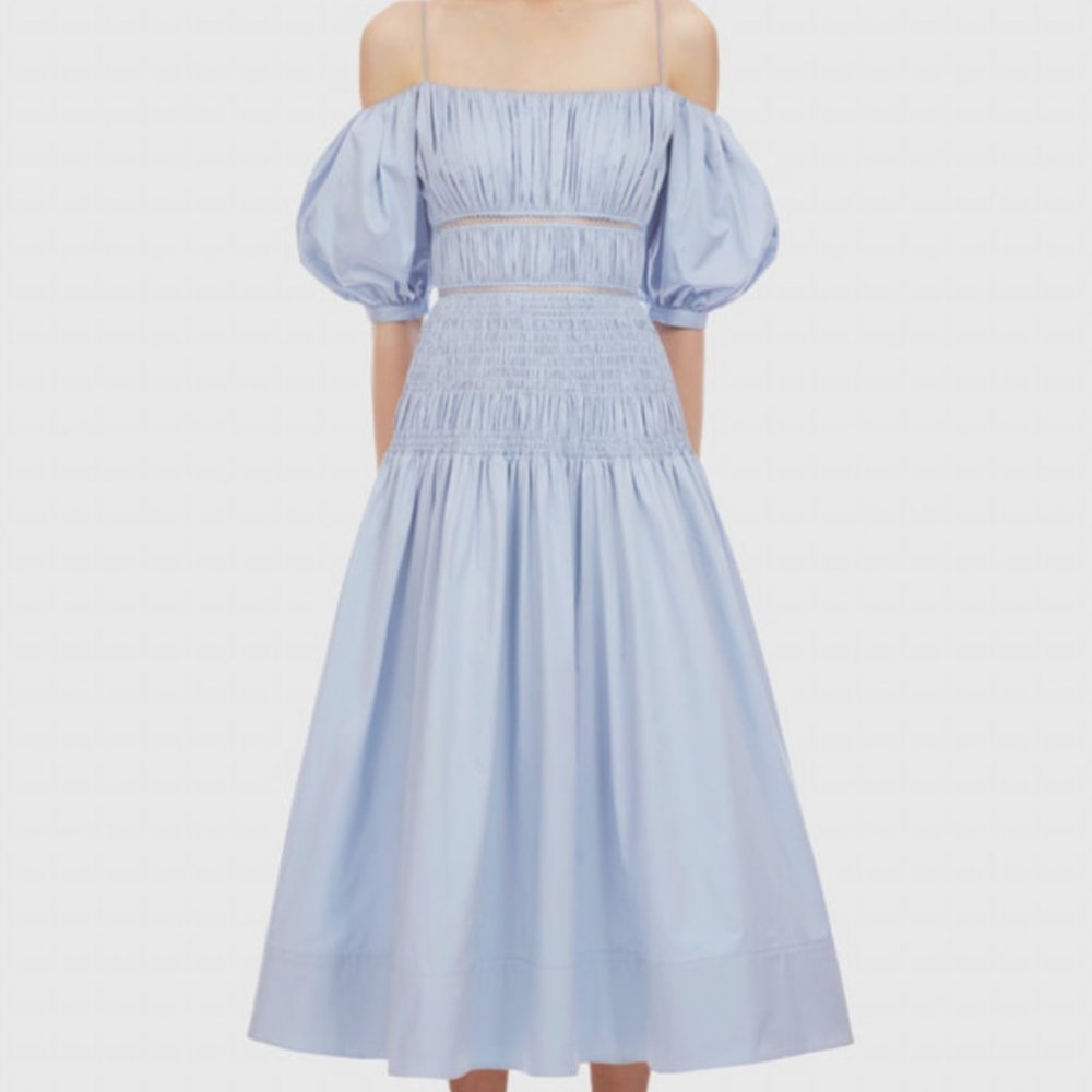 Self-Portrait Cotton Poplin Midi Dress